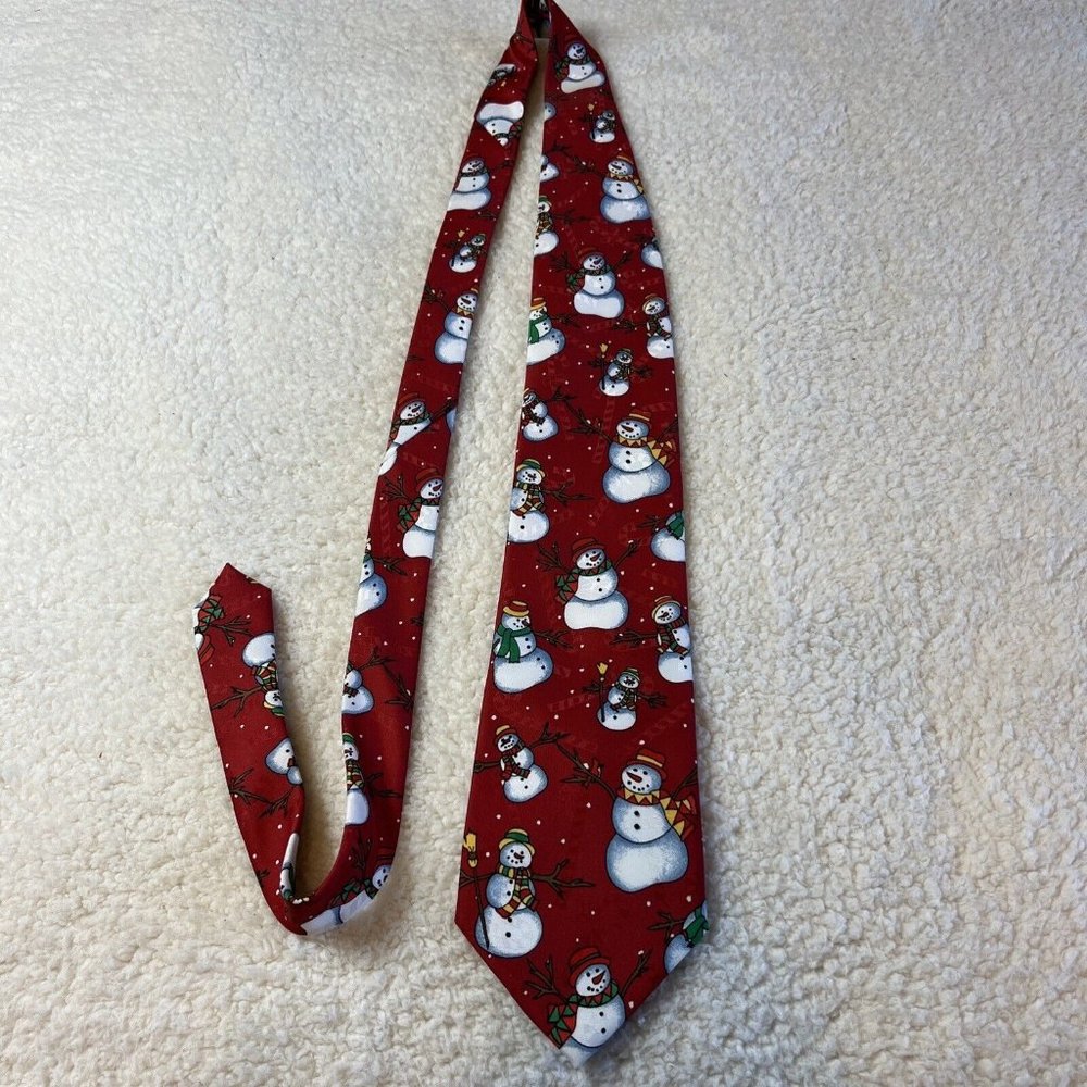 Hallmark Novelty Christmas Holiday Neck Tie "Yule Tie Greetings"‎ Snowman